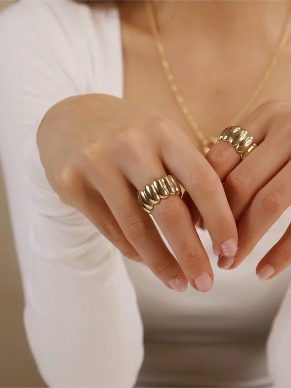 18K Gold Filled Oversized Scalloped Ring | Size 7.5 | Statement Ring | New